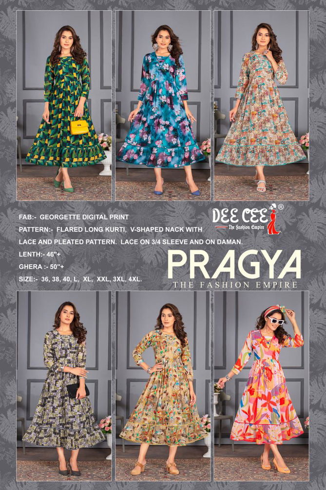 Pragya By Deecee Plus Size Georgette Designer Kurtis Suppliers In India
